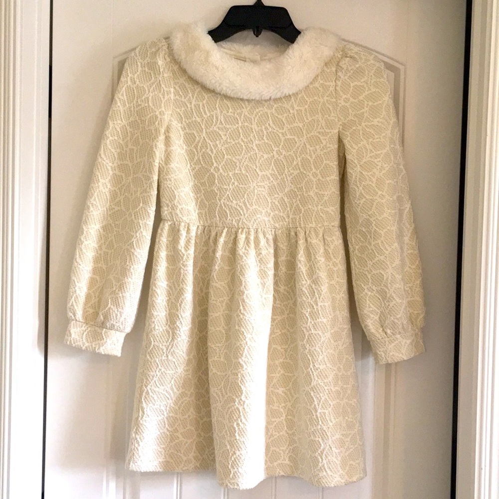 Janie and Jack Cream Lace Dress with White Collar